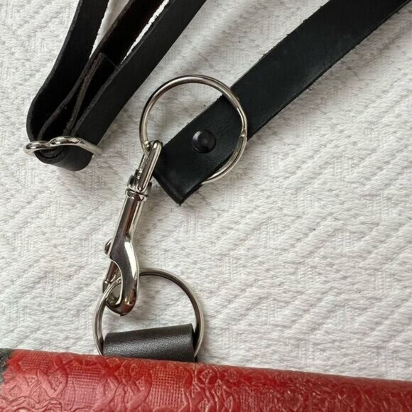 Artisan Vintage Embossed Artsy Leather Purse Crossbody Clutch Bag Red Steampunk - Picture 3 of 12